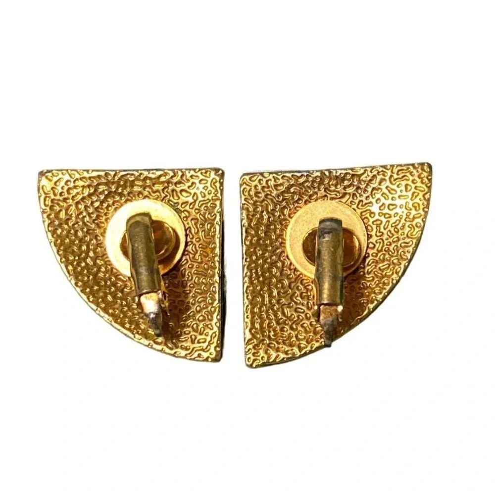 Geometric Western Aztek inspired‎ red black enamel clip on earrings women OS